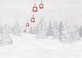 Papel pintado góndola roja montaña