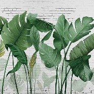 Papel pintado vintage de hojas de plátano