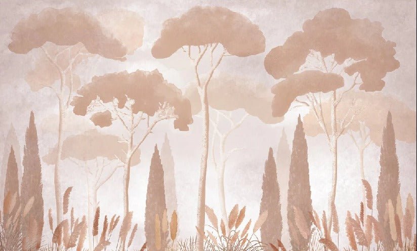 Papel pintado pino ciprés sepia