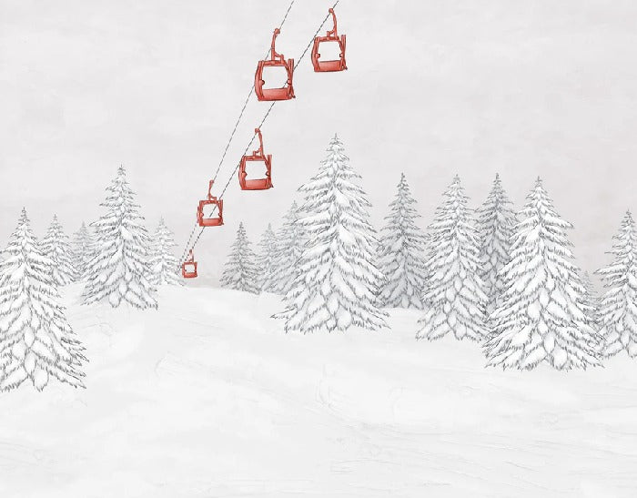 Papel pintado góndola roja montaña