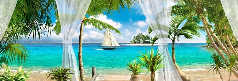 Papier peint salle de bain Windows Sea, XXL, tendance