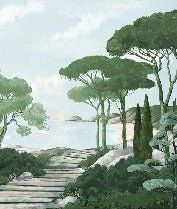 Papier peint balade dans les calanques vert