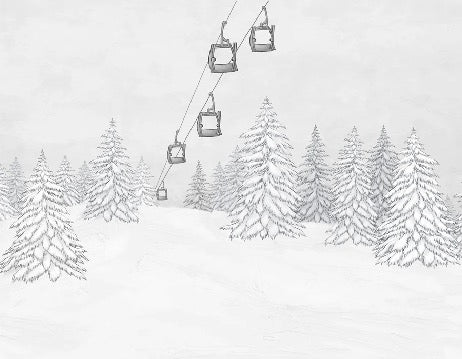 Papel pintado blanco y negro góndola montaña