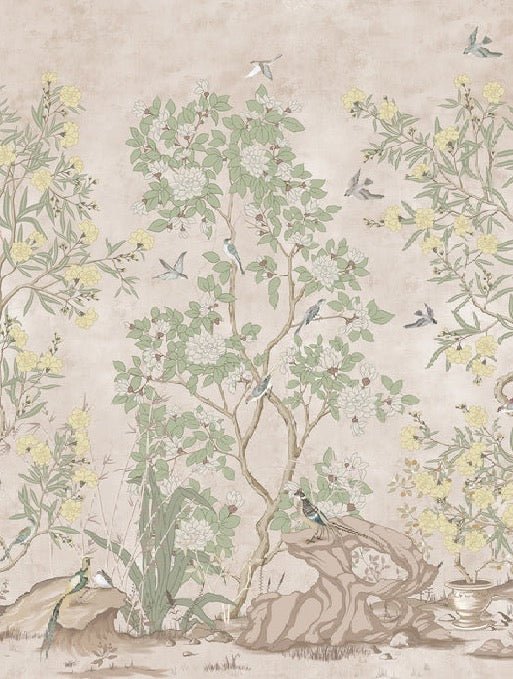 Papel pintado Panoramic chinoiserie garden