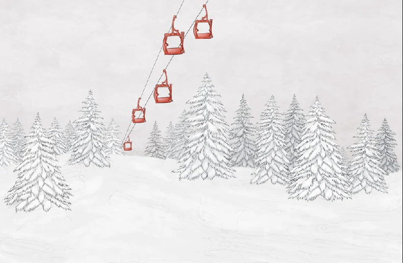 Papel pintado góndola roja montaña