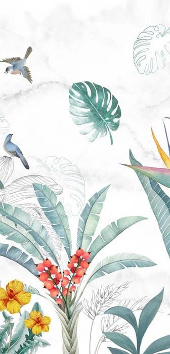 Papier peint wc Végétal & Bird, XXL, tendance