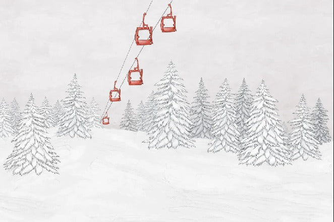Papel pintado góndola roja montaña