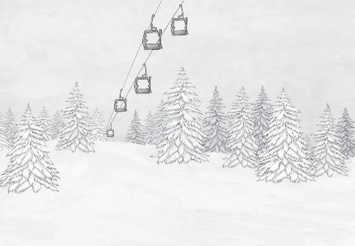 Papel pintado blanco y negro góndola montaña