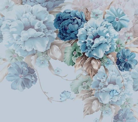 Papier peint fleurs bleues, XXL, tendance