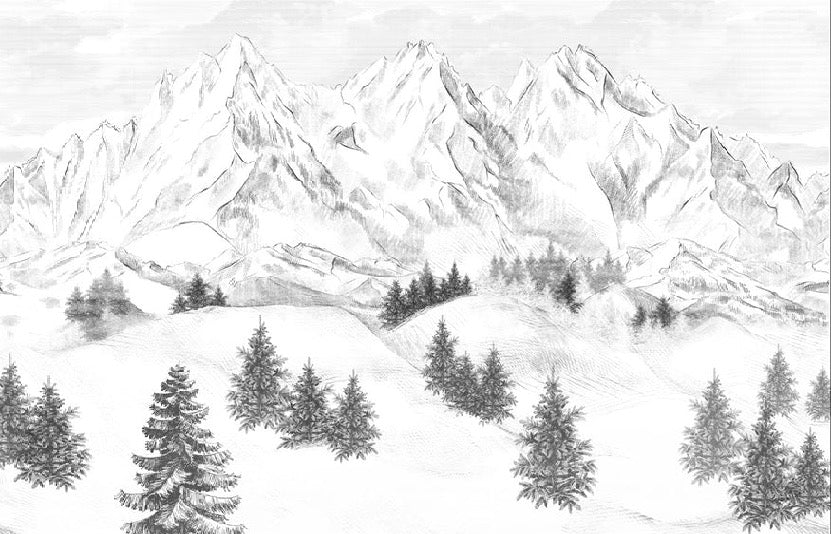 Papier peint montagne sommets de Chamonix, XXL, tendance