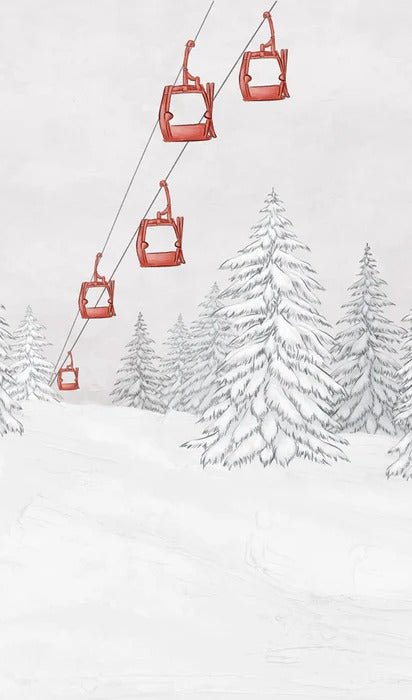 Papel pintado góndola roja montaña