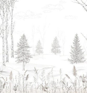 Papel pintado Bosques en blanco y negro