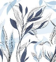 Papel pintado gráfico de flores azules