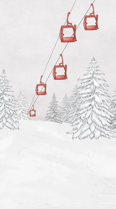 Papel pintado góndola roja montaña