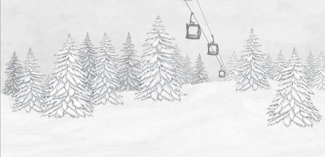 Papel pintado blanco y negro góndola montaña