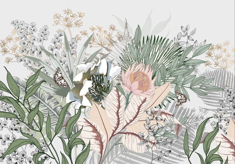 Papel pintado Botánico floral panorámico