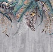 Papel pintado de Hojas y pájaros