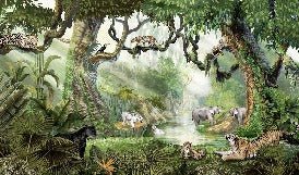 Papel pintado infantil jungla secreta