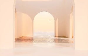 Papel pintado arco panorámico puesta de sol