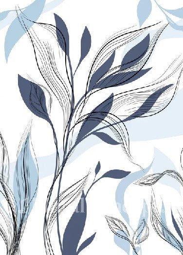 Papier peint fleur graphique bleu, XXL, tendance