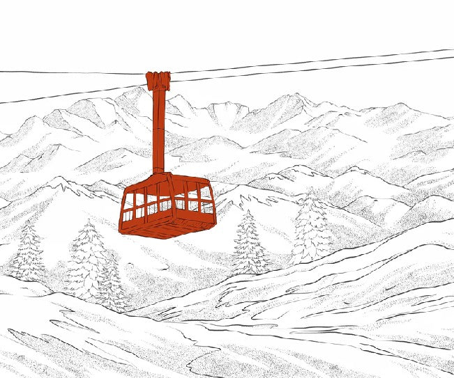 Papel pintado teleférico rojo de La Plagne