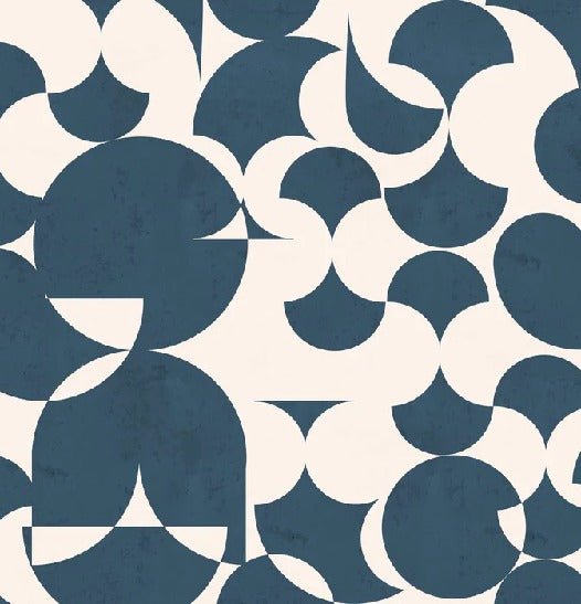 Papel pintado gráfico retro denim azul