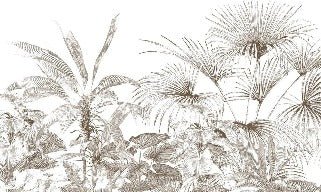 Papier peint tropical gravure monochrome, XXL, tendance