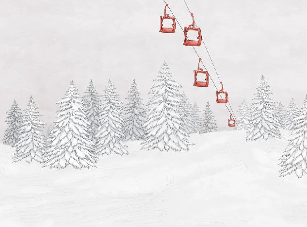 Papel pintado góndola roja montaña