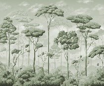 Papier peint panoramique pinède volupté vert, XXL, tendance