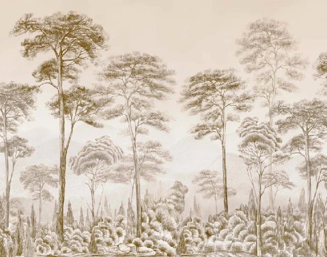 Papel pintado Naturaleza pinar sepia