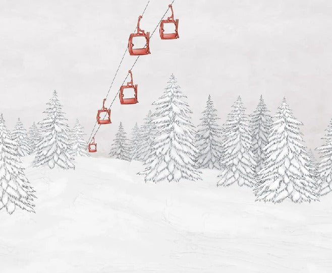 Papel pintado góndola roja montaña