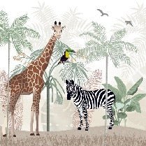 Papel pintado infantil Animales de la sabana