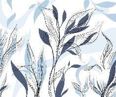 Papel pintado gráfico de flores azules