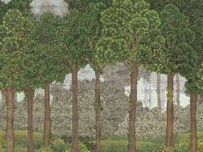 Papel pintado ilustrado Árboles grandes