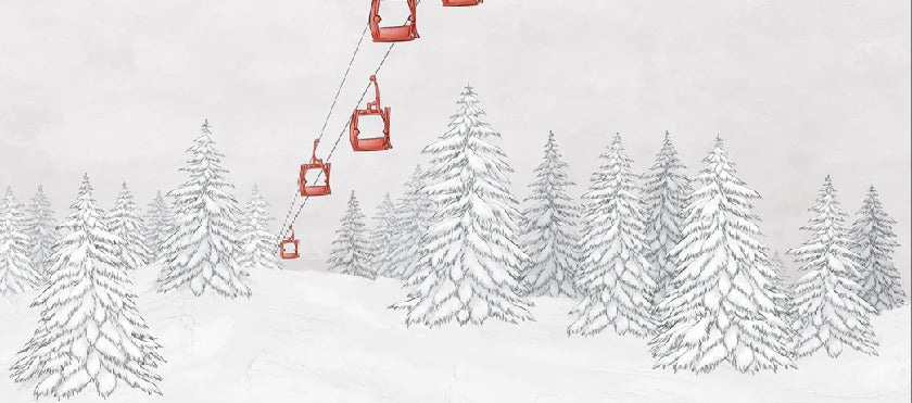 Papel pintado góndola roja montaña