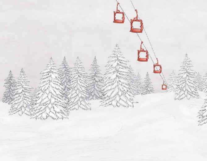 Papel pintado góndola roja montaña
