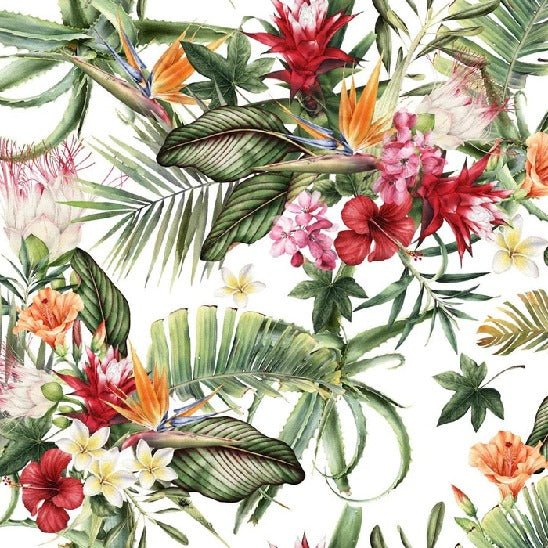 Papier peint salle de bain tropical & Fleurs colorées, XXL, tendance