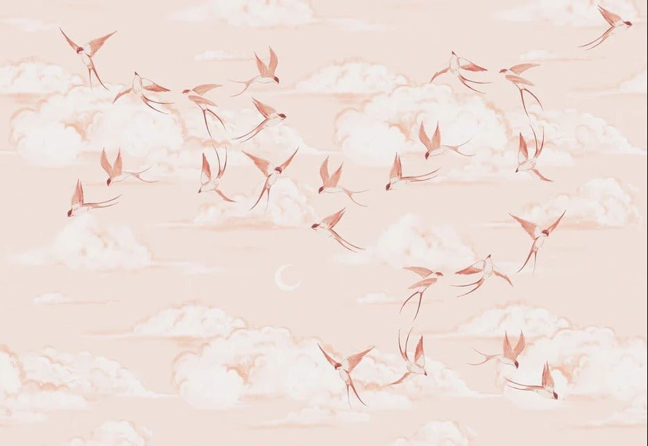 Papel pintado terracota poético para dormitorio infantil
