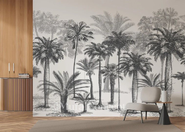 Papel pintado Jungla en blanco y negro