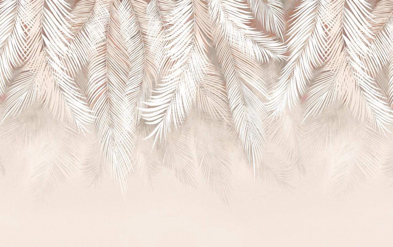 Papier peint panoramique - feuilles de palmier beige