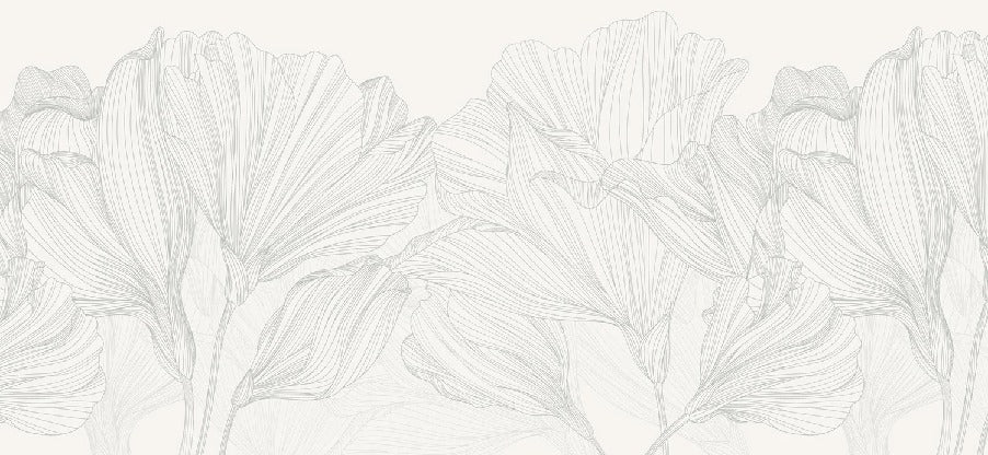 Papel pintado Vals de flores panoramico gris y blanco