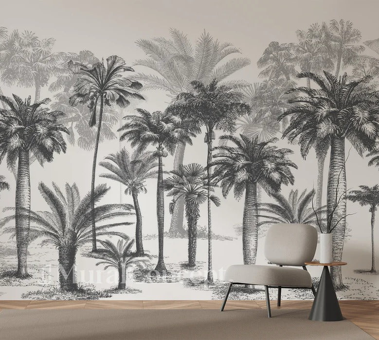 Papel pintado Jungla en blanco y negro