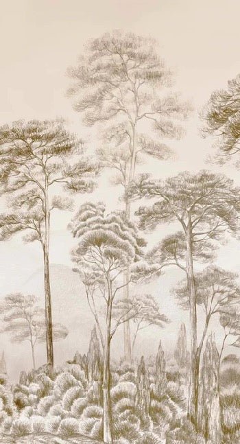 Papel pintado Naturaleza pinar sepia