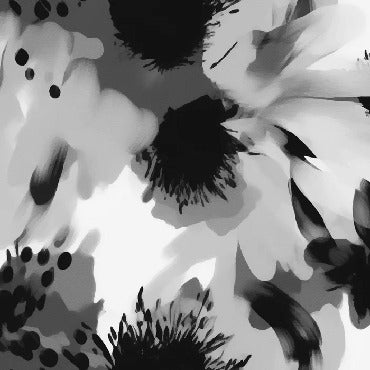 Hipnótico papel pintado de flores en blanco y negro