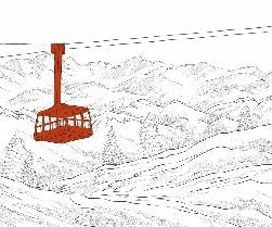Papel pintado teleférico rojo de La Plagne
