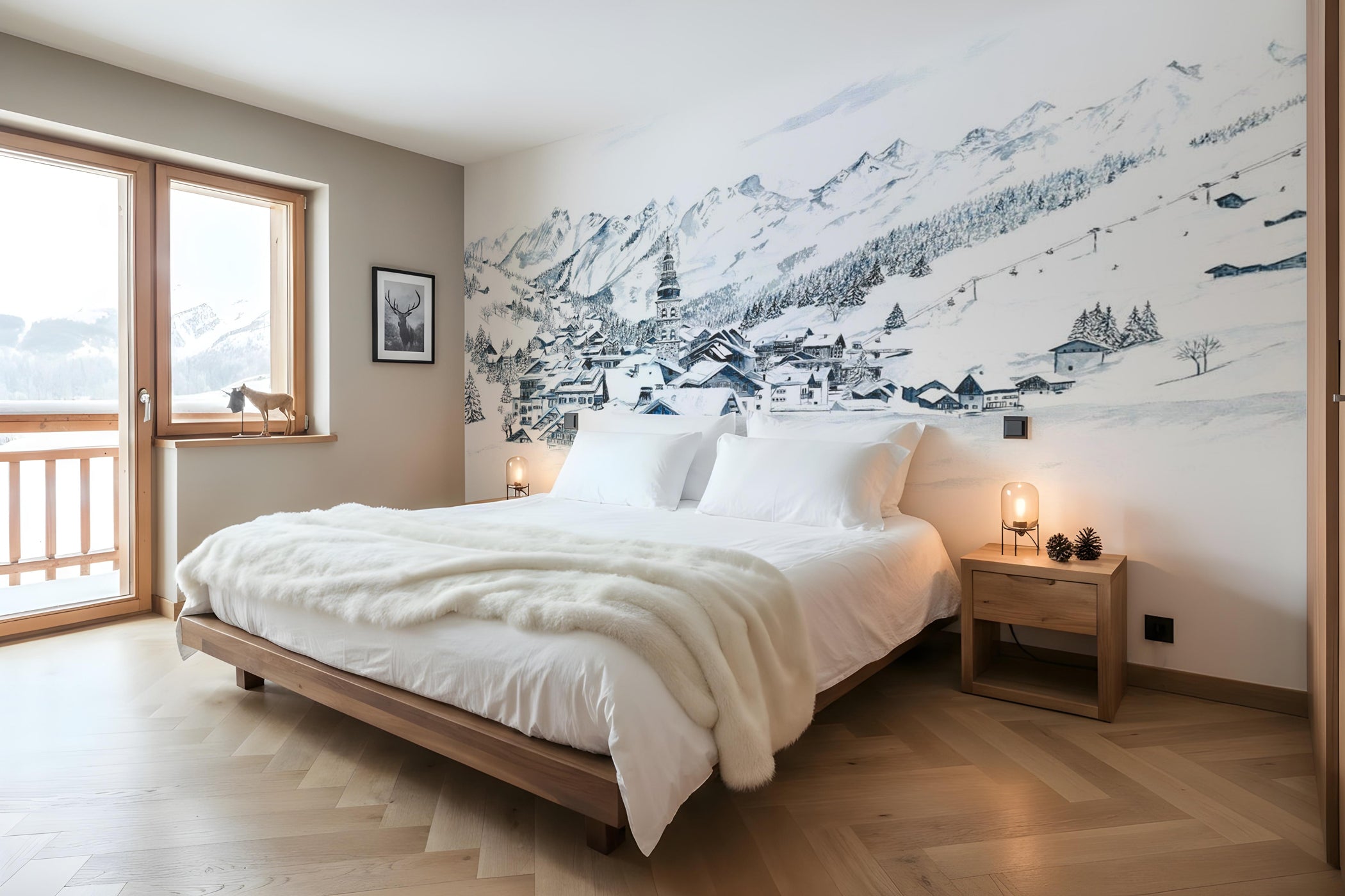 Papel pintado panorámico La Clusaz en pintura