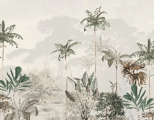 Papier peint panoramique jungle eden vert - Muralconcept