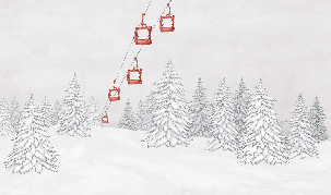 Papel pintado montaña telecabina roja