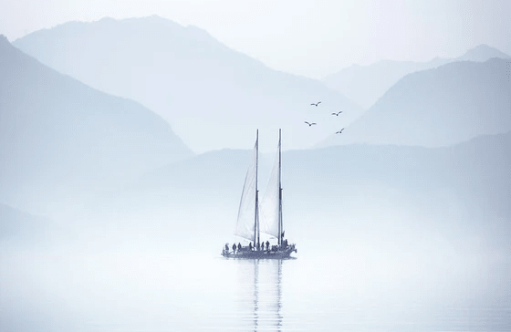 Papier peint lac Annecy navigation - Muralconcept