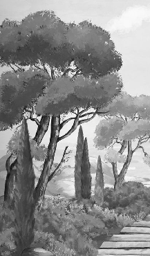 Papel pintado «Paseo por las calas» en blanco y negro